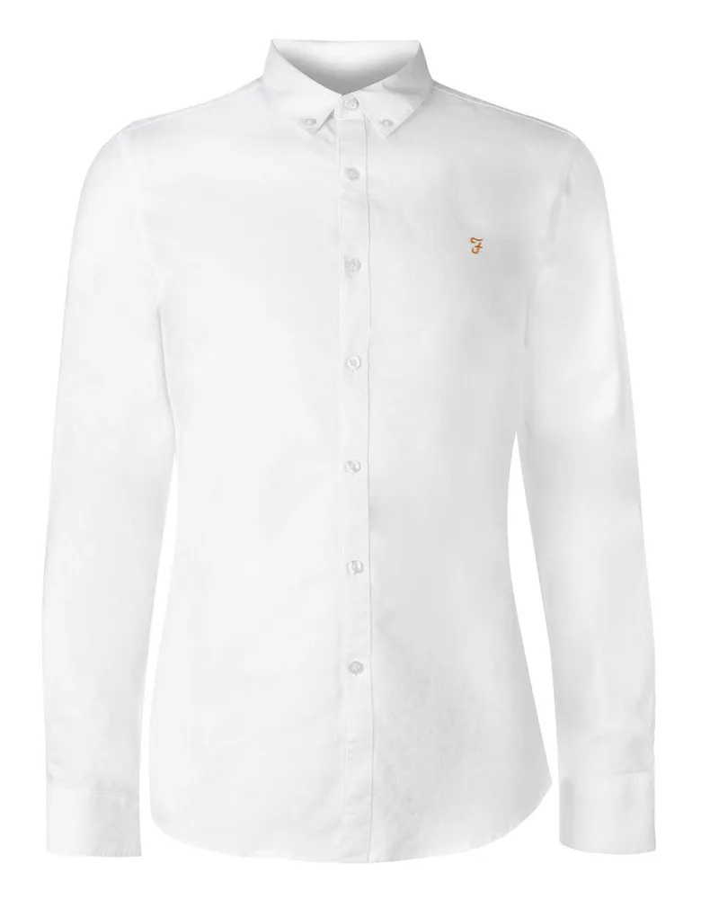 Farah 1920 Button-Down-Hemd für Herren, Oxford-Stil, Langärmlig (Weiß Weiß