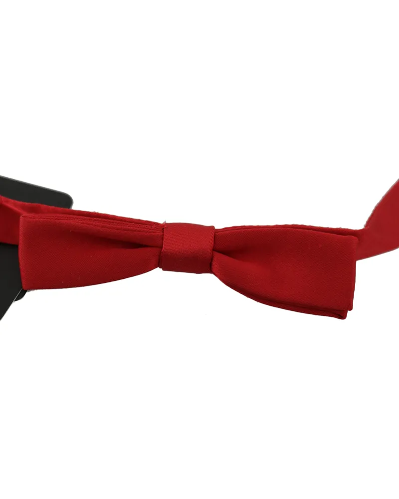 Dolce & Gabbana Rote 100 % Seide Schlanke Verstellbare Hals Papillon Schleife Herren Krawatte Rot