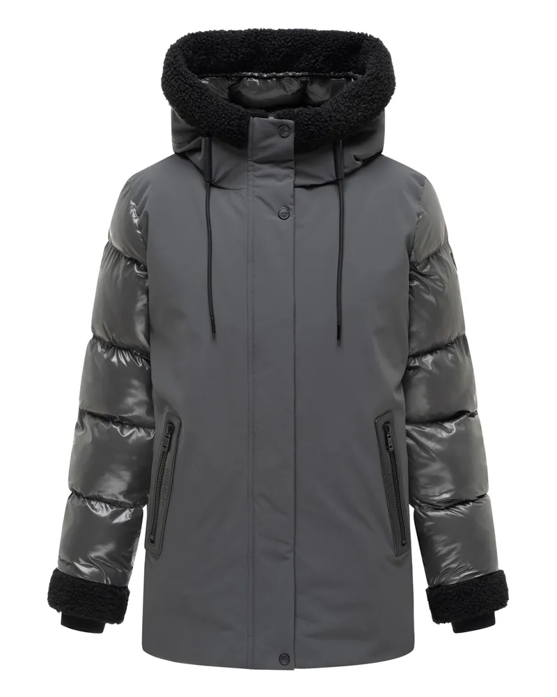 NAVAHOO Damen Winterjacke Herzschmelz 14 mit Kapuze Grau