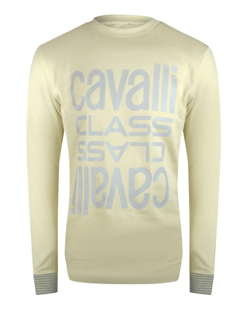 Roberto Cavalli Sweatshirt Mit Mehreren Logos In Beige Und Sand Beige