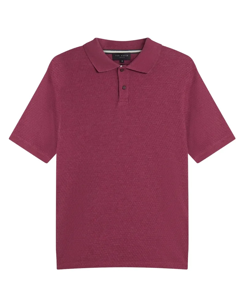 Ted Baker Redman Regular Strukturiertes Fuchsia Polohemd Dunkelrot