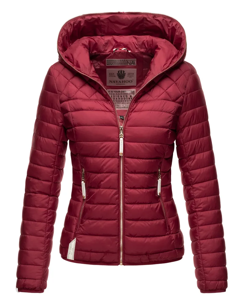 NAVAHOO Damen Steppjacke Ich bin Hübsch – Leicht, Stylisch & Mit Gold-Details Rot