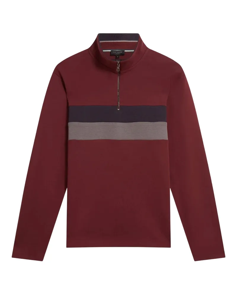 Ted Baker Fleece-Oberteil für Herren, mit kurzem Reißverschluss (Ochsenblutrot Rot