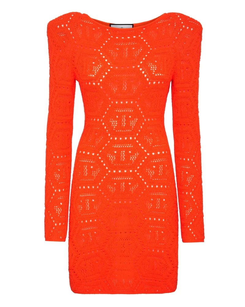 Philipp Plein Strickkleid Monogram Orange