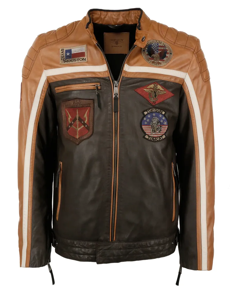 Top Gun Lederjacke TGJ1005 Braun