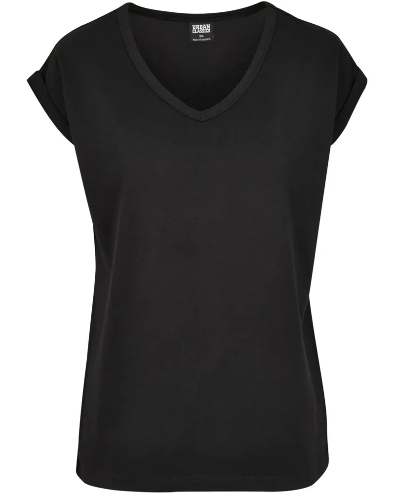 Urban Classics T-Shirt Überschnittene Schulter für Damen (Schwarz Schwarz