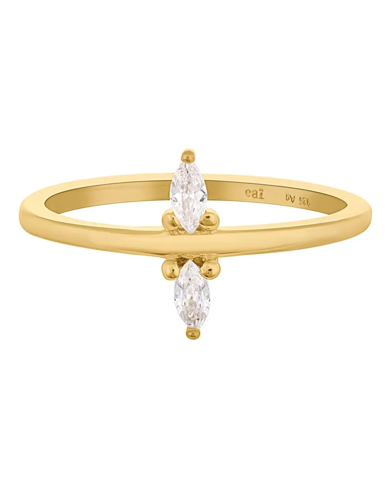 cai Ring 925 Silber vergoldet mit Zirkonia Gold