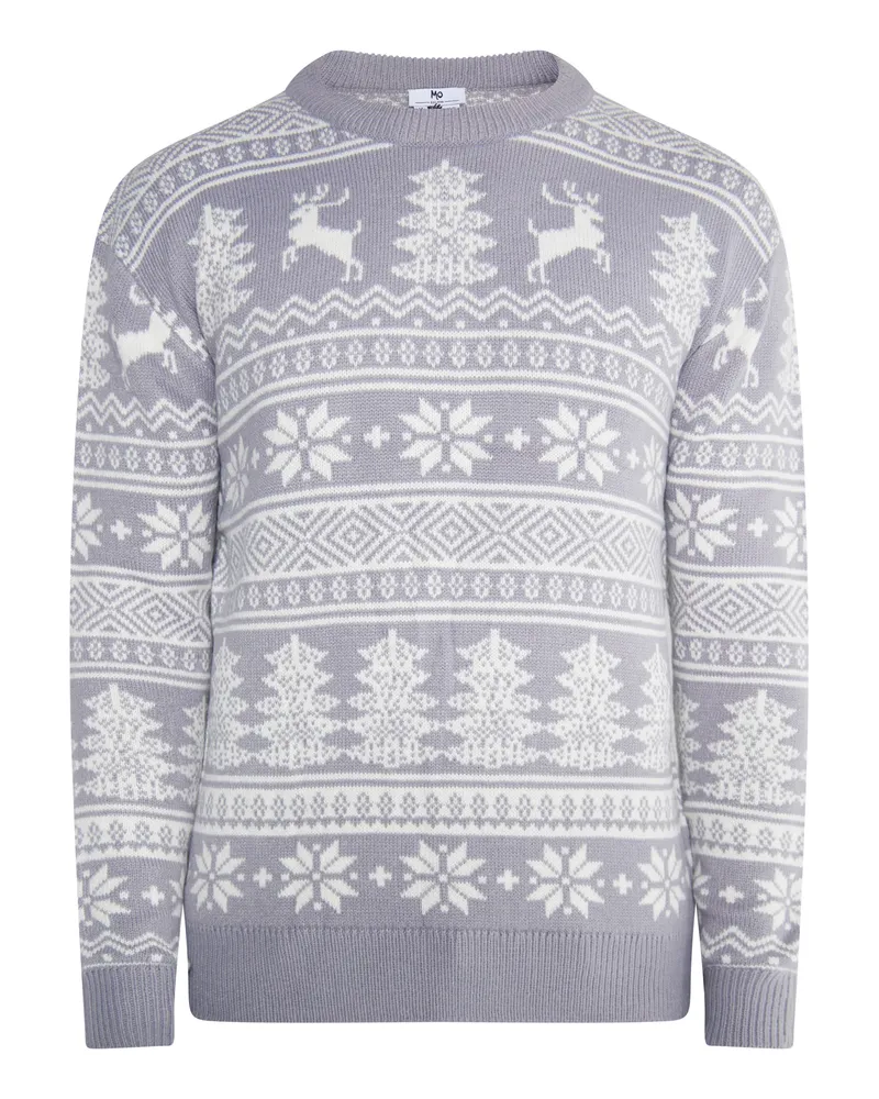 My Mo X-Mas-Pullover Herren Grau Weiss Hellgrau