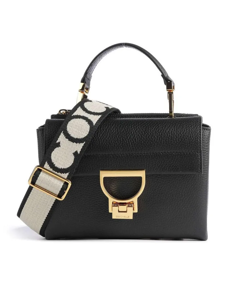 Coccinelle Arlettis Signature Handtasche aus genarbtem Leder Schwarz