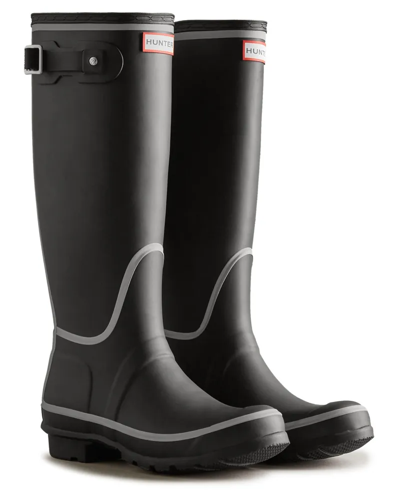 Hunter Original Tall Reflektierendes Konturenmuster Gummistiefel Schwarz