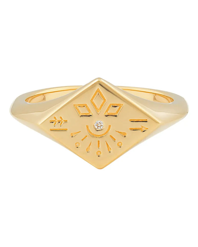 cai Ring aus 925er Silber, vergoldet, Siegelring mit Raute- (Tattoo-)Motiv - Gold Gold