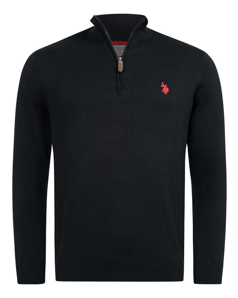 U.S. Polo Assn.  Herren Half-Zip Strickpullover USKnooxx aus Baumwollmix Schwarz