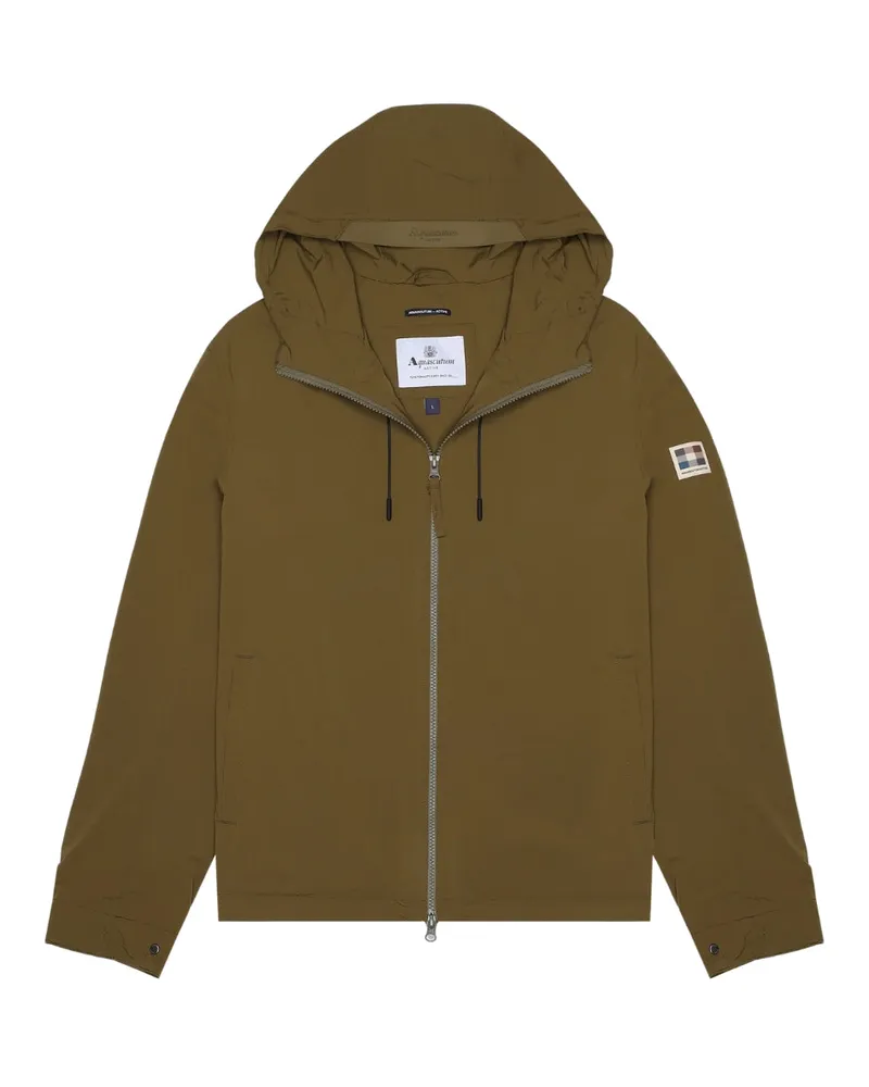 Aquascutum Active Stretch-windbreaker Mit Kapuze, Armeegrün Grün