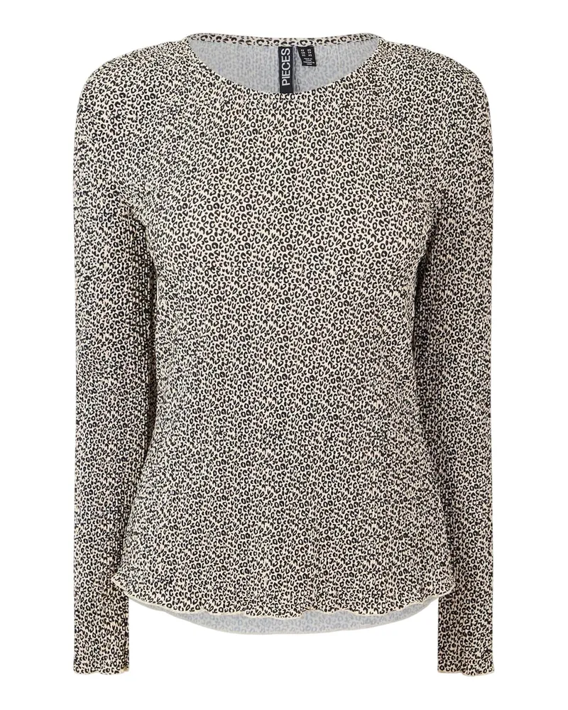 Pieces Bluse für Damen, Rundhalsausschnitt, leger, Langärmlig (Natürlich Natur