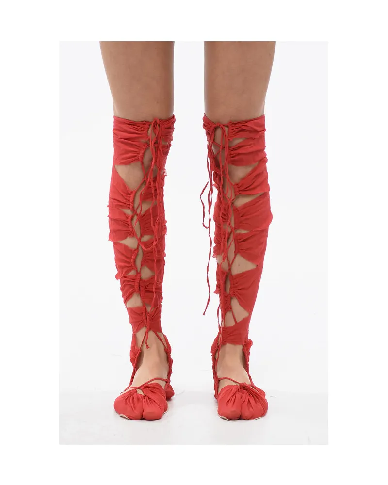 Maison Margiela TABI Thing-Highs aus Seidenmischung mit Schnürung in Rot Rot