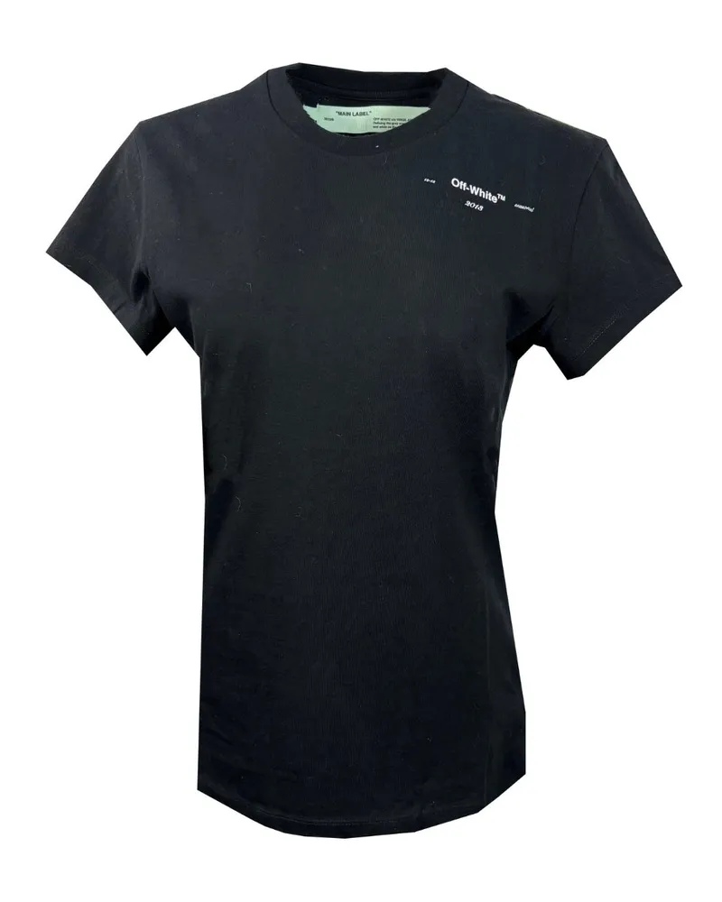 OFF-WHITE Woman Logo Schwarzes T-Shirt Schwarz