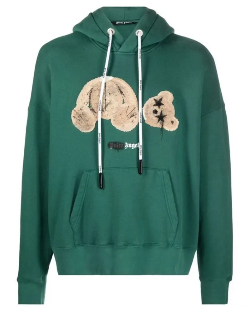 Palm Angels Kill The Bear Logo Waldgrüner Kapuzenpullover Grün