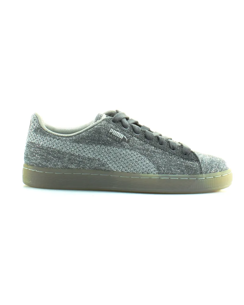 Puma Korbknit Metallic Silber Textile Herren Schnürungstrainer 363087 01 Silber