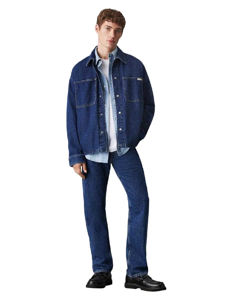 Calvin Klein Jeans" Jeansjacke für Herren, Vordertasche , leger (Dunkles Jeansblau Blau
