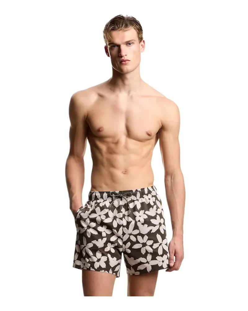 Emporio Armani Herren-Badeanzug mit Blumenmuster - Braun Braun