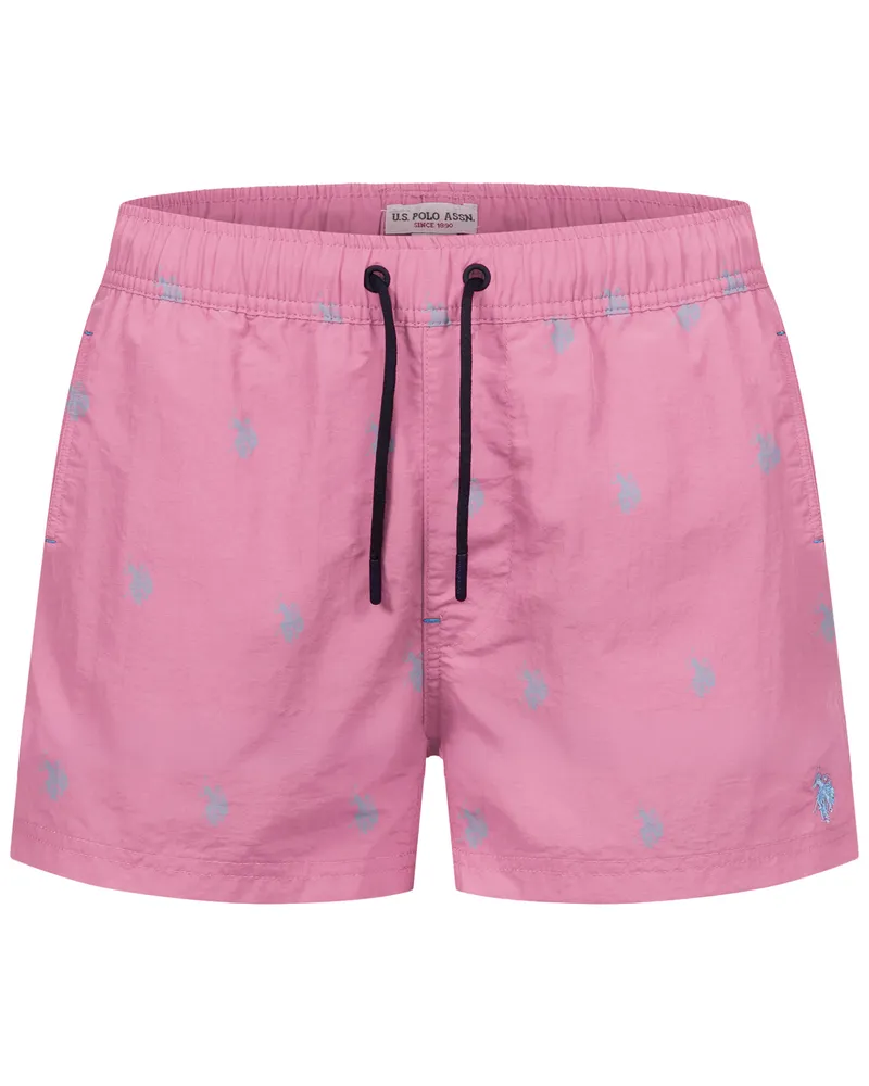 U.S. Polo Assn.  Herren Badeshorts mit Allover-Logo-Design Rosa