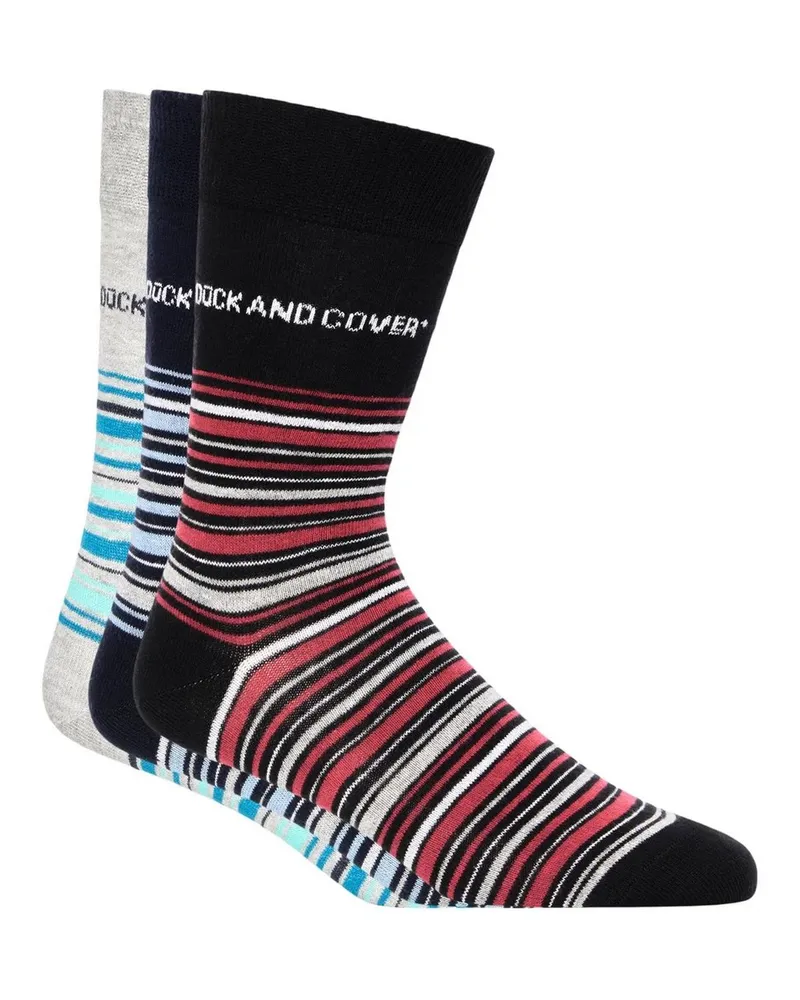 Duck and Cover Bilkons" Socken für Herren(3er-Pack) (Schwarz/Grau/Blau Schwarz