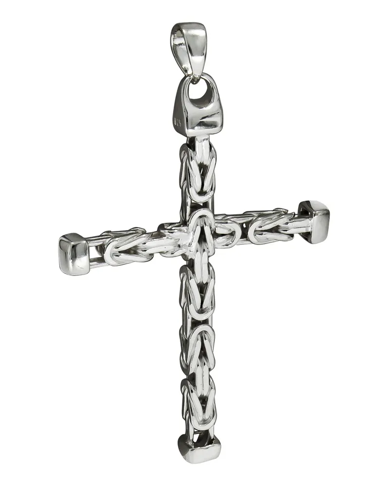 ZEEme Basic Anhänger 925er Silber mit Kreuz-Motiv, polierte Königskette 75 mm - Silber Silber