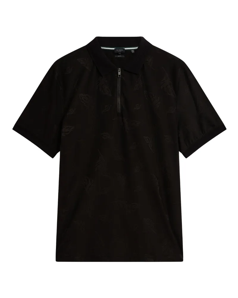 Ted Baker Neyack Feather Jacquard Zip Poloshirt - Schwarz Schwarz