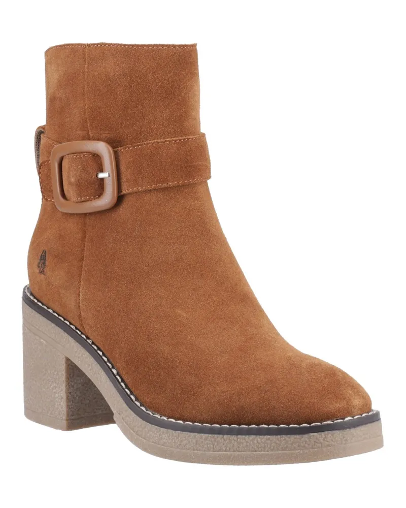 Hush Puppies Fearne Damen Wildleder Stiefeletten mit Absatz in Beige Cognac