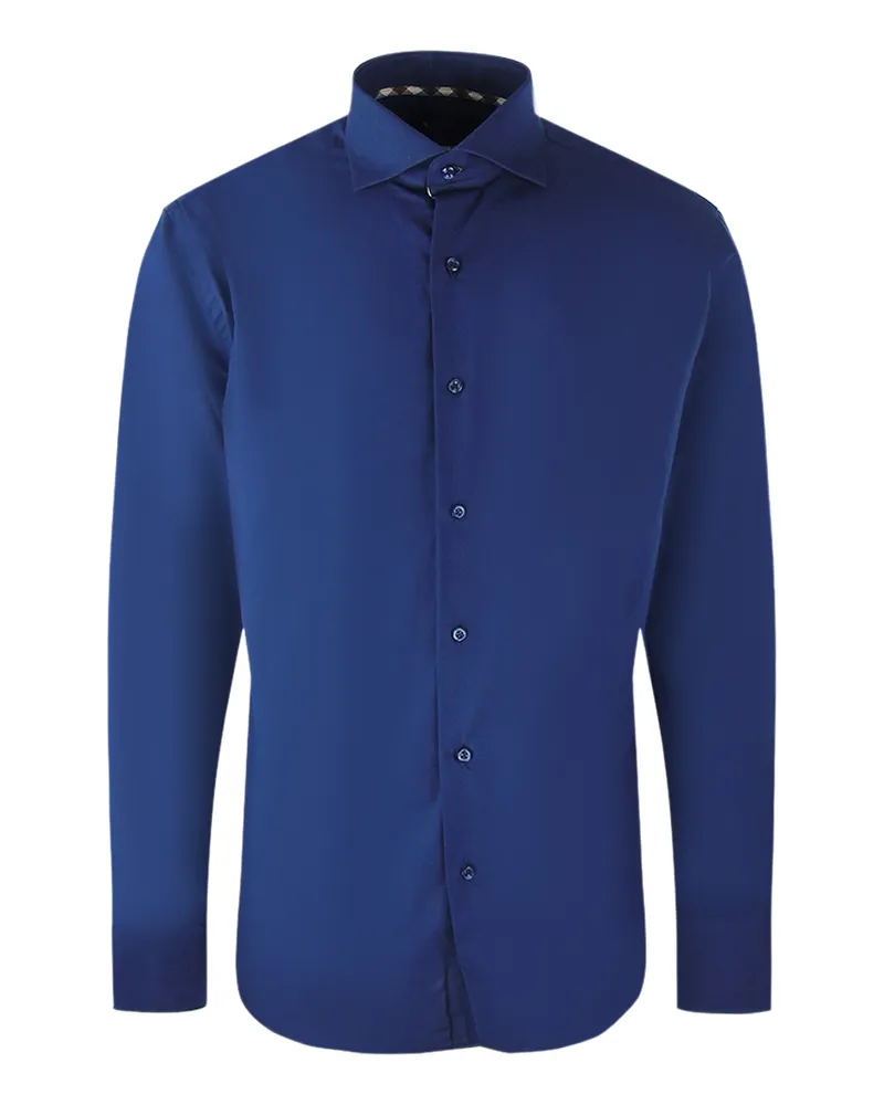 Aquascutum Marineblaues Langarmhemd mit -Markenlogo Marineblau