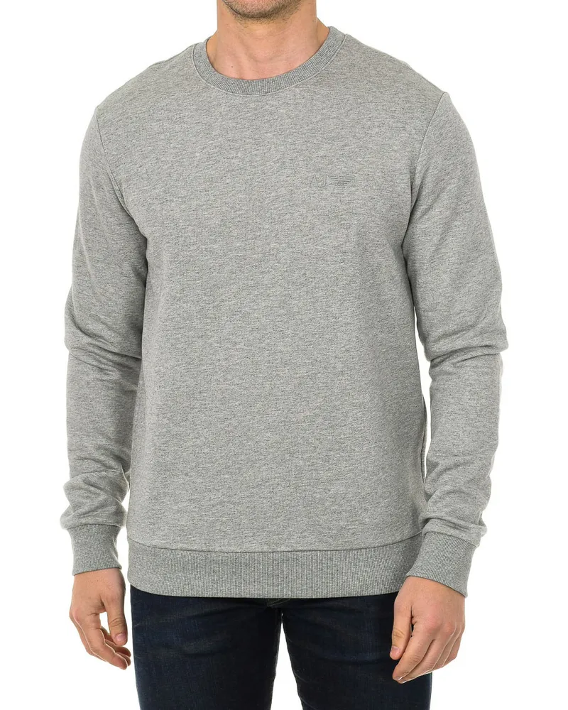 Giorgio Armani Langärmeliges Herren-Sweatshirt mit Rundhalsausschnitt 7V6M69-6JQDZ Grau