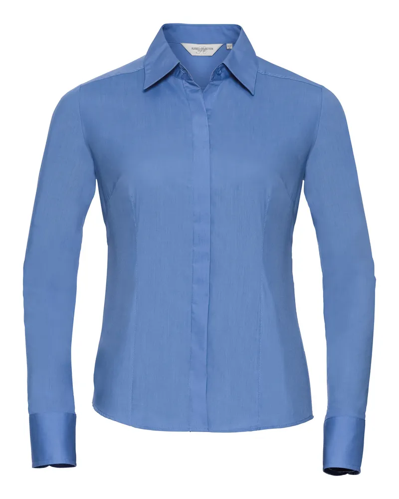 Russell Athletic Russell Collection - Popeline-Bluse mit langen Ärmeln - Damen (Hellblau Blau
