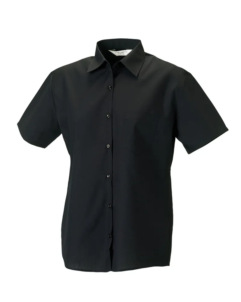 Russell Athletic Russell Collection - Formelles Hemd Pflegeleicht für Damen kurzärmlig (Schwarz Schwarz