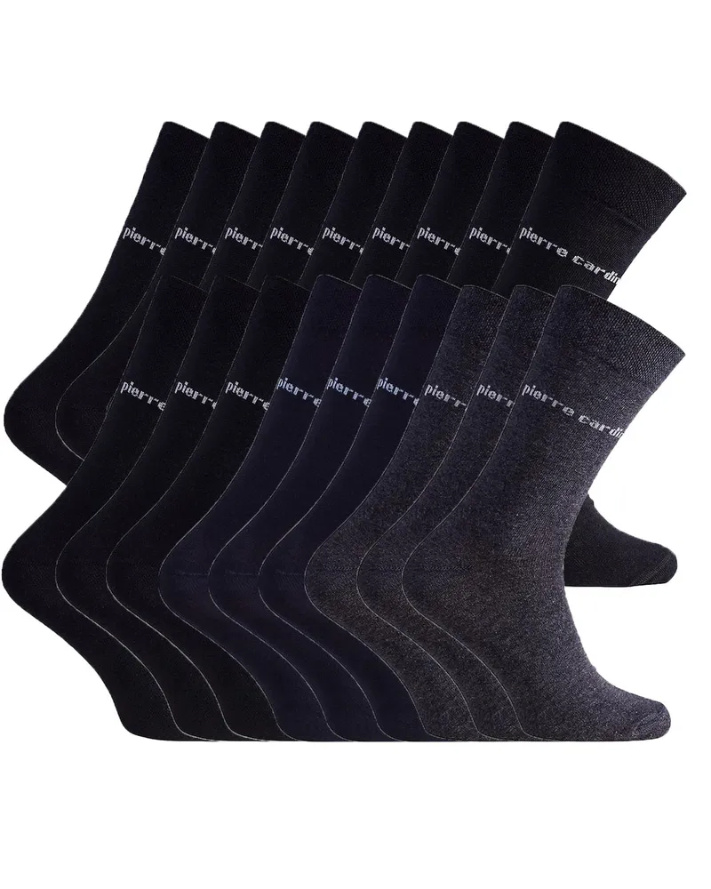 Pierre Cardin Business-Socken 18 Paar in SCHWARZ (12x), ANTHRAZIT (3x) und NAVY (3x Schwarz