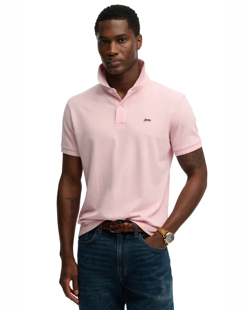 Superdry. Klassisches Pique Poloshirt, Rosa Rosé