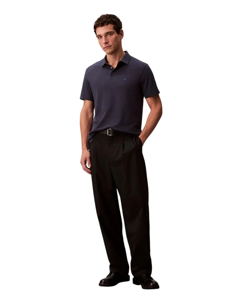 Calvin Klein Poloshirt für Herren, Mit Kragen, Pima-Baumwolle (aus Peru), kurzärmlig (Tintenblau Marineblau