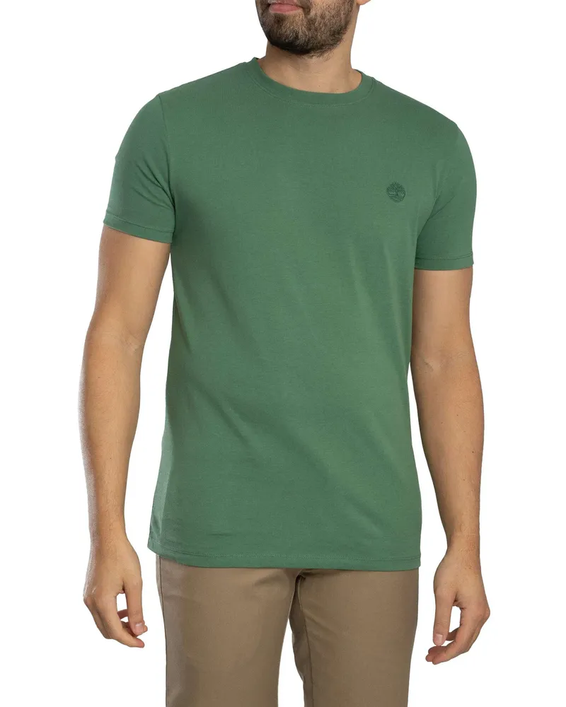 Timberland Slim Fit T-Shirt Mit Gesticktem Logo, Grün Grün