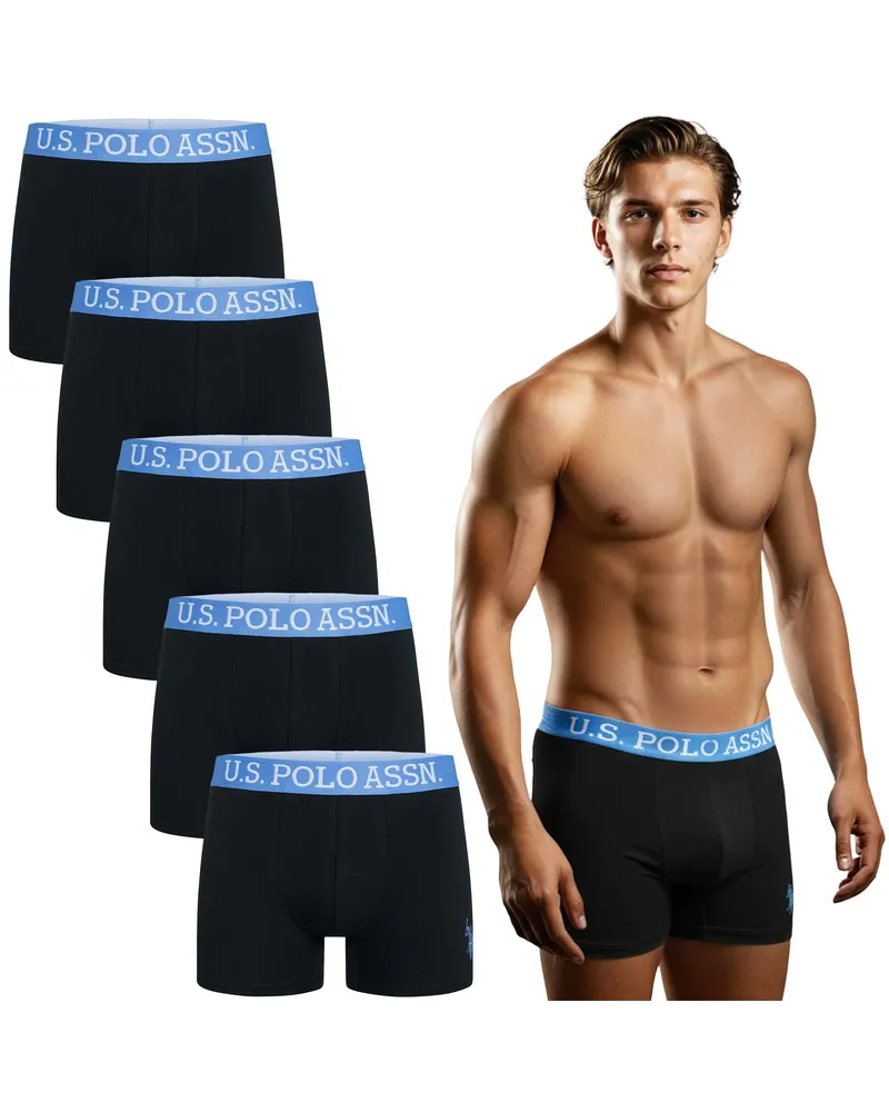 U.S. Polo Assn.  Herren Boxershorts 5er Pack aus Baumwoll-Elasthan Schwarz