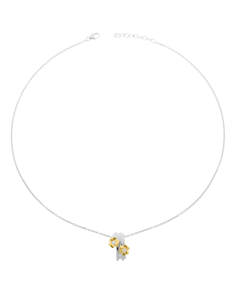 Orphelia Damen 925 Sterling Silber Kette mit Anhänger - Silber/Gold ZH-6039/1 Silber