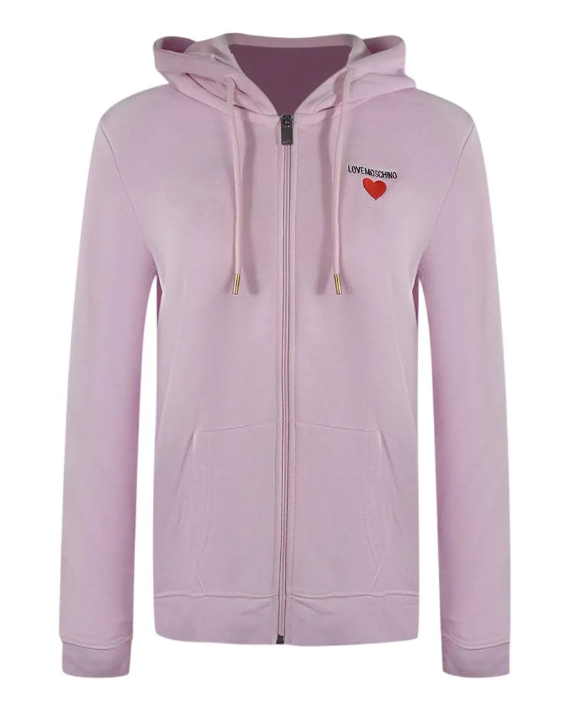 Moschino Hoodie mit durchgehendem Reißverschluss für Damen, Logo (Pink Rosa