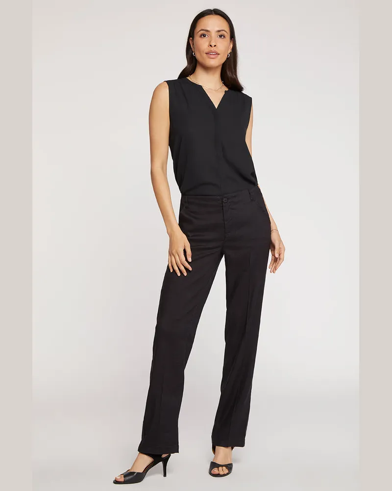 NYDJ not your daughter's Jeans  Marilyn Gerade Hose aus Stretch-Leinen | Schwarz Schwarz