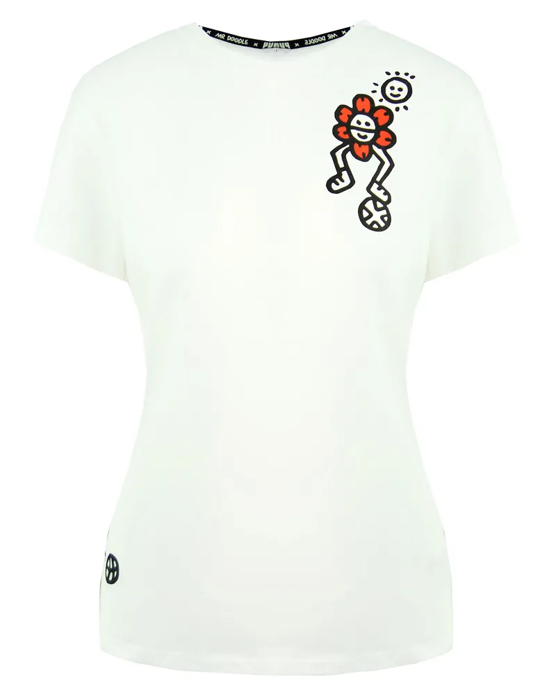 Puma x Mr Doodle Kurzarm Crew Hals Weiß Womens T-Shirt 598691 02 Weiß