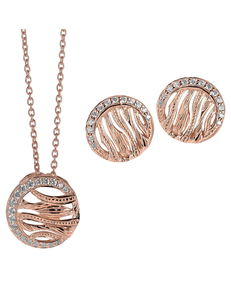 Orphelia Damen 925 Sterling Silber Set: Kettenanhänger + Ohrringe - Rosé SET-6031/1 Rosé