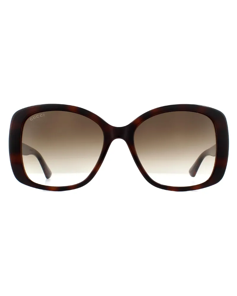 Gucci Schmetterling Damen Sonnenbrille Havana Braun Gradient Braun