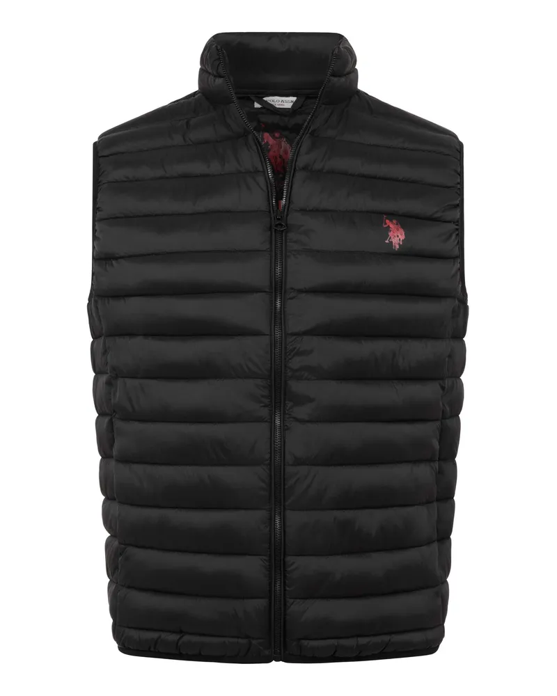 U.S. Polo Assn.  Herren Steppweste – leicht & packbar, mit Stehkragen & Beutel Schwarz
