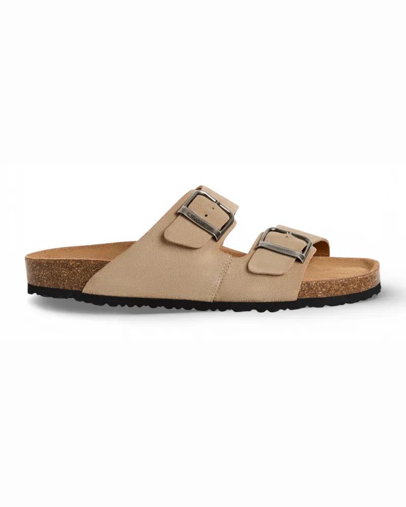 Tamaris Herren-Sandalen aus sandbeigem Leder mit Fußbett zum Hineinschlüpfen Beige