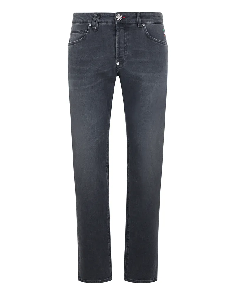 Philipp Plein Super Straight Cut Jeans Basic - Blau/Grau/Mehrfarbig Blau