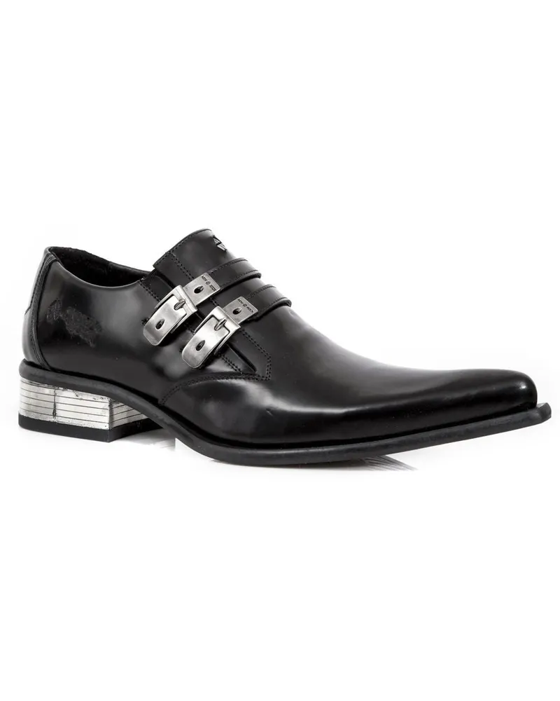 New Rock Newman-Schuhe aus schwarzem Leder mit Schnalle – M-2246-S14 Schwarz