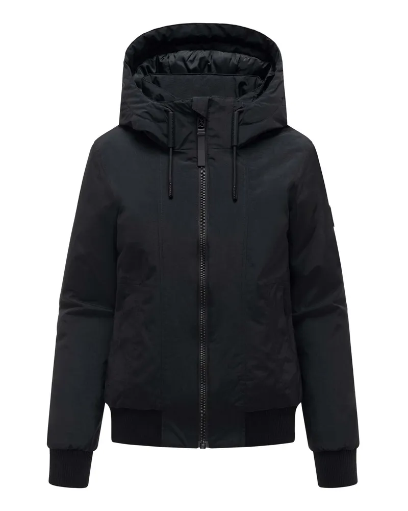 NAVAHOO Damen Winterjacke Kichermaus mit Kapuze Schwarz