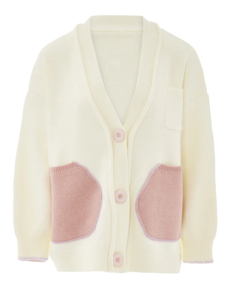 My Mo Strickjacke für Damen - Wollweiß Wollweiß